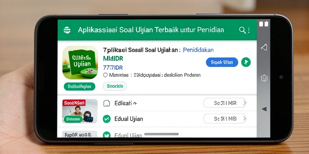 Tampilan antarmuka aplikasi Soal Ujian 777IDR yang sederhana dan menarik.