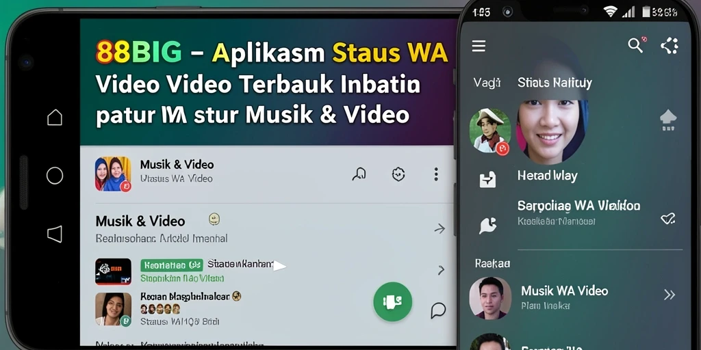 Antarmuka aplikasi 88BIG yang simpel dan menarik untuk Status WA Video.