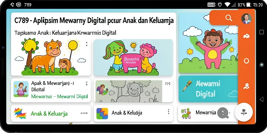 Antarmuka aplikasi C789 yang menarik untuk mewarnai digital.