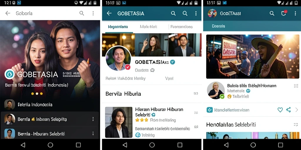 Antarmuka GOBETASIA menampilkan berita dan informasi terbaru tentang selebriti.