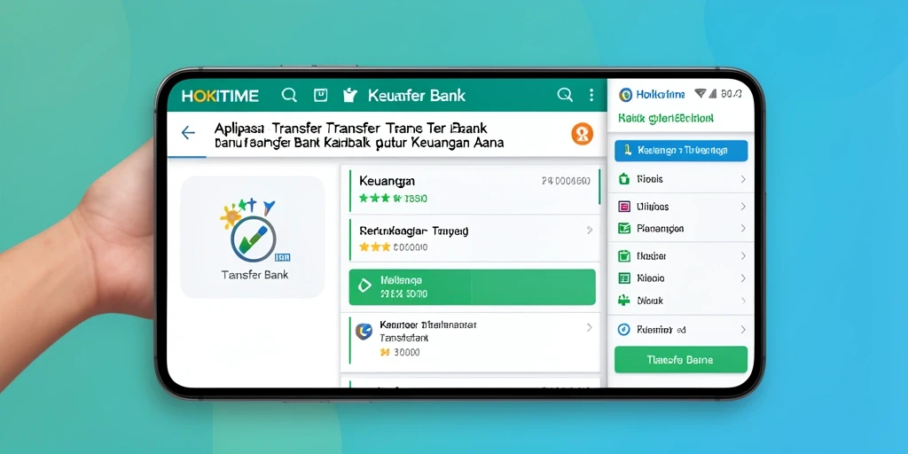 Tampilan antarmuka aplikasi HOKITIME yang user-friendly untuk Transfer Bank.