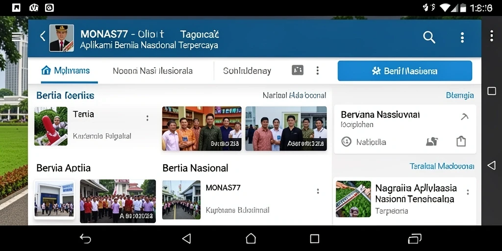 Tampilan antarmuka aplikasi MONAS77 yang informatif.