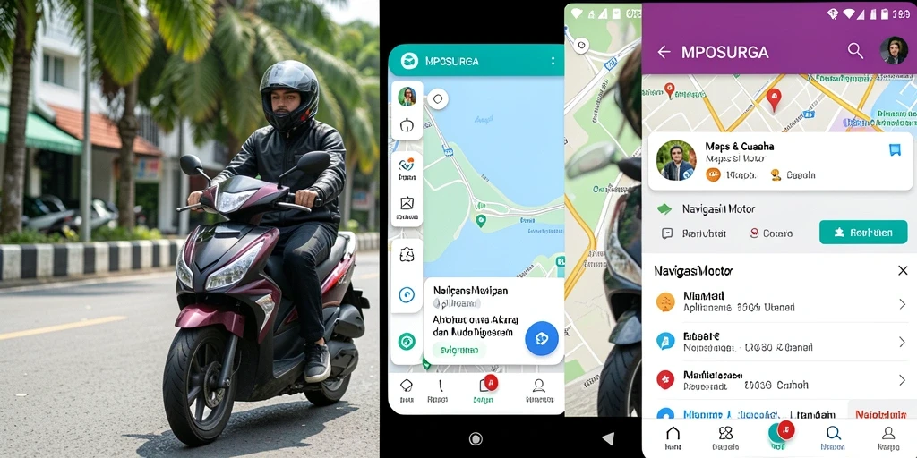 Antarmuka pengguna aplikasi MPOSURGA untuk Navigasi Motor yang intuitif.