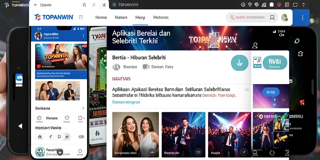Screenshot antarmuka aplikasi TOPANWIN menampilkan berita hiburan yang menarik.