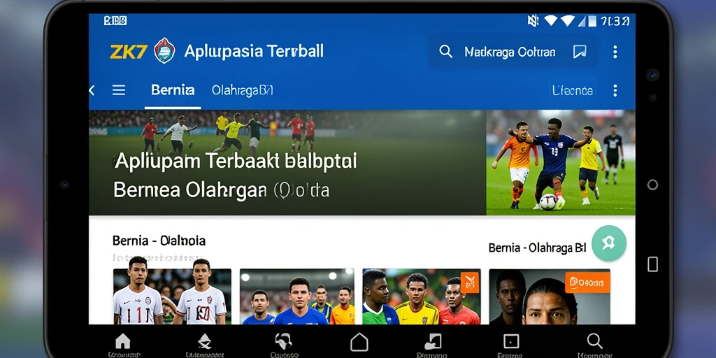 Tampilan antarmuka ZK7 yang modern dan informatif untuk penggemar olahraga bola.